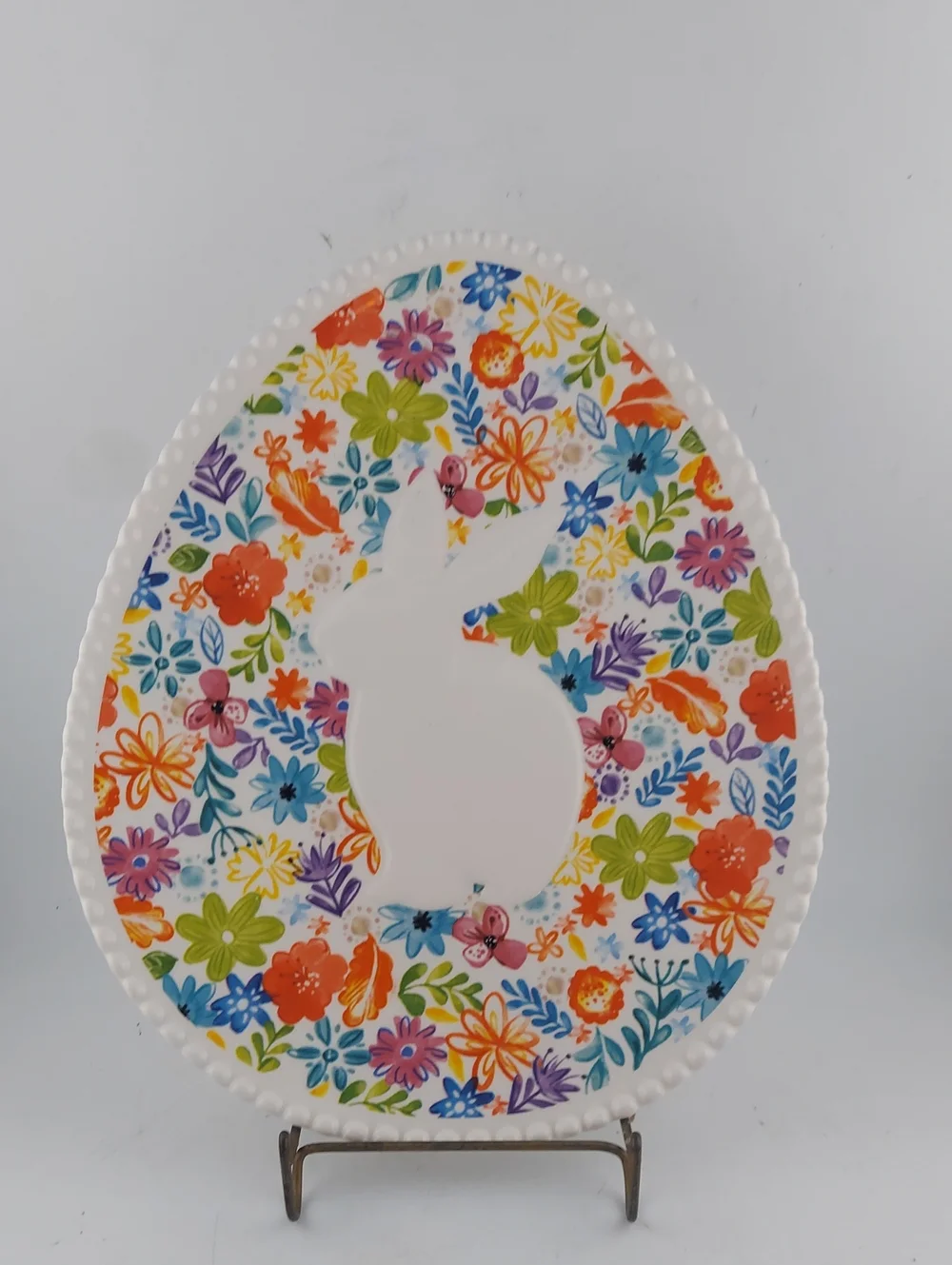 Pier 1 Floral Easter Bunny Egg Platter - Multicolor